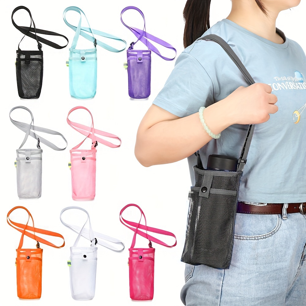 Water Bottle Holder Carrier Bag 2 Set, Water Bottle Sleeve with Adjustable  Strap Sling Crossbody Tumbler Bag for Backpack Hiking Walking, Compatible