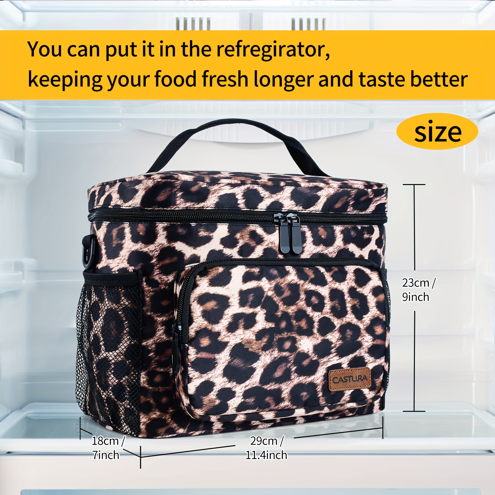 Leopard Print Portable Lunch Bag, Insulated Lunch Box Lunch Bag, Ladies Lunch  Bag Cooler Bag Adjustable Shoulder Strap Lunch Box, Outdoor Picnic Bag,  Home Use, Kitchen Tools, Kitchen Accessories, Kitchen Supplies 