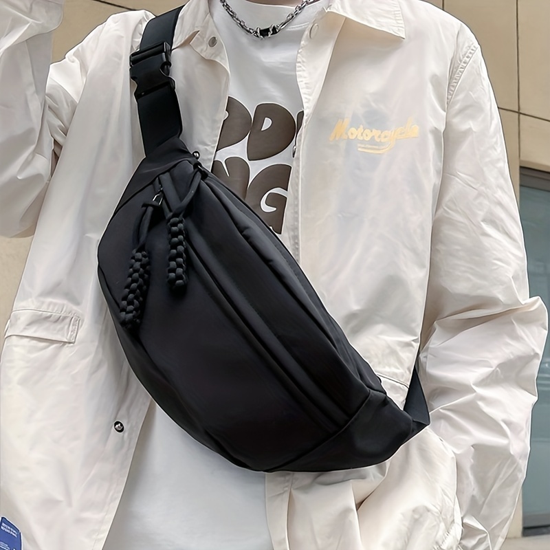 Pu Leather Multi-layer Zipper Men's Waist Bag, Waterproof And Wear