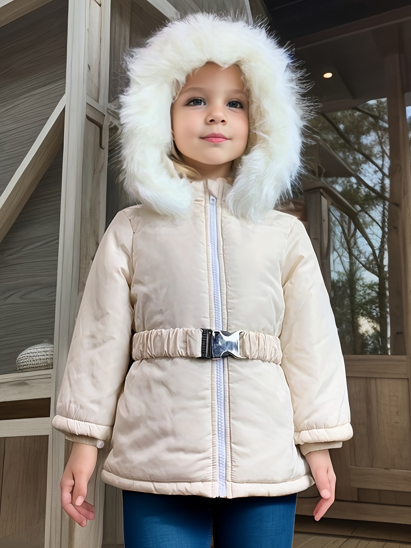 Imperial Shop Online Plumífero de niña con capucha e inserciones con efecto  pelo Sitio web oficial