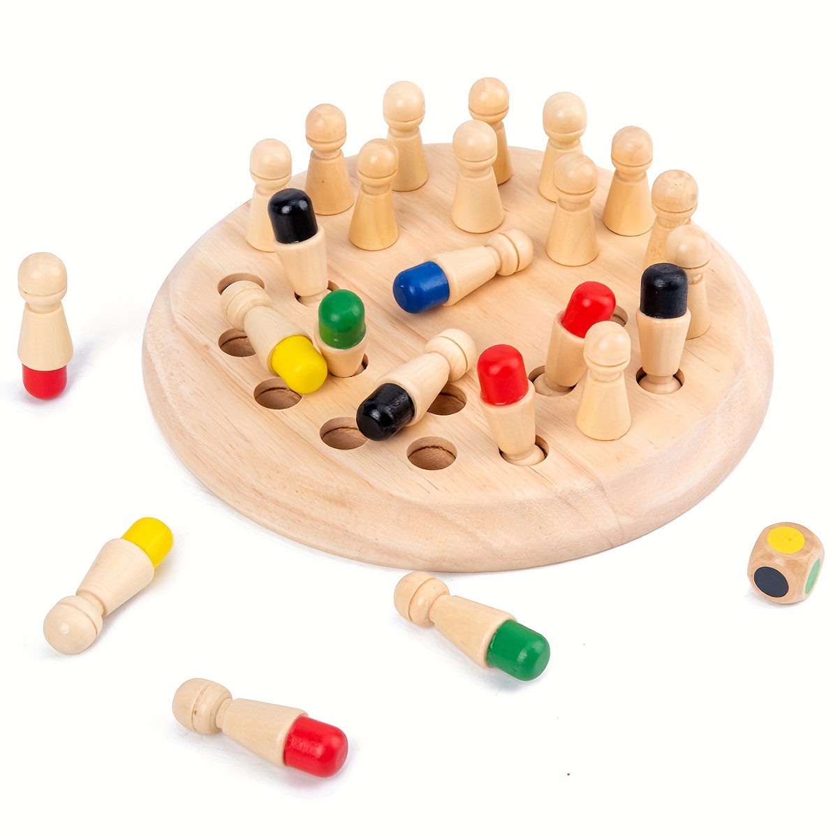 木製メモリチェスモンテッソーリゲームカラーマッチパズルボード子供教育玩具子供のためのボックス
