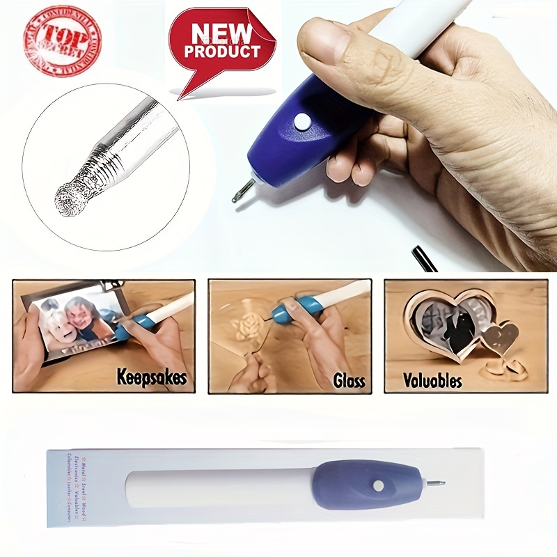  Engraving Pen with LED Light,USB Rechargeable Engraver Pen with  35bits,Mini Electric Engraving Machines Etching Pen Cordless Handheld  Etcher Engraver Tool for DIY Jewelry Metal Wood Stone Glass (Blue)