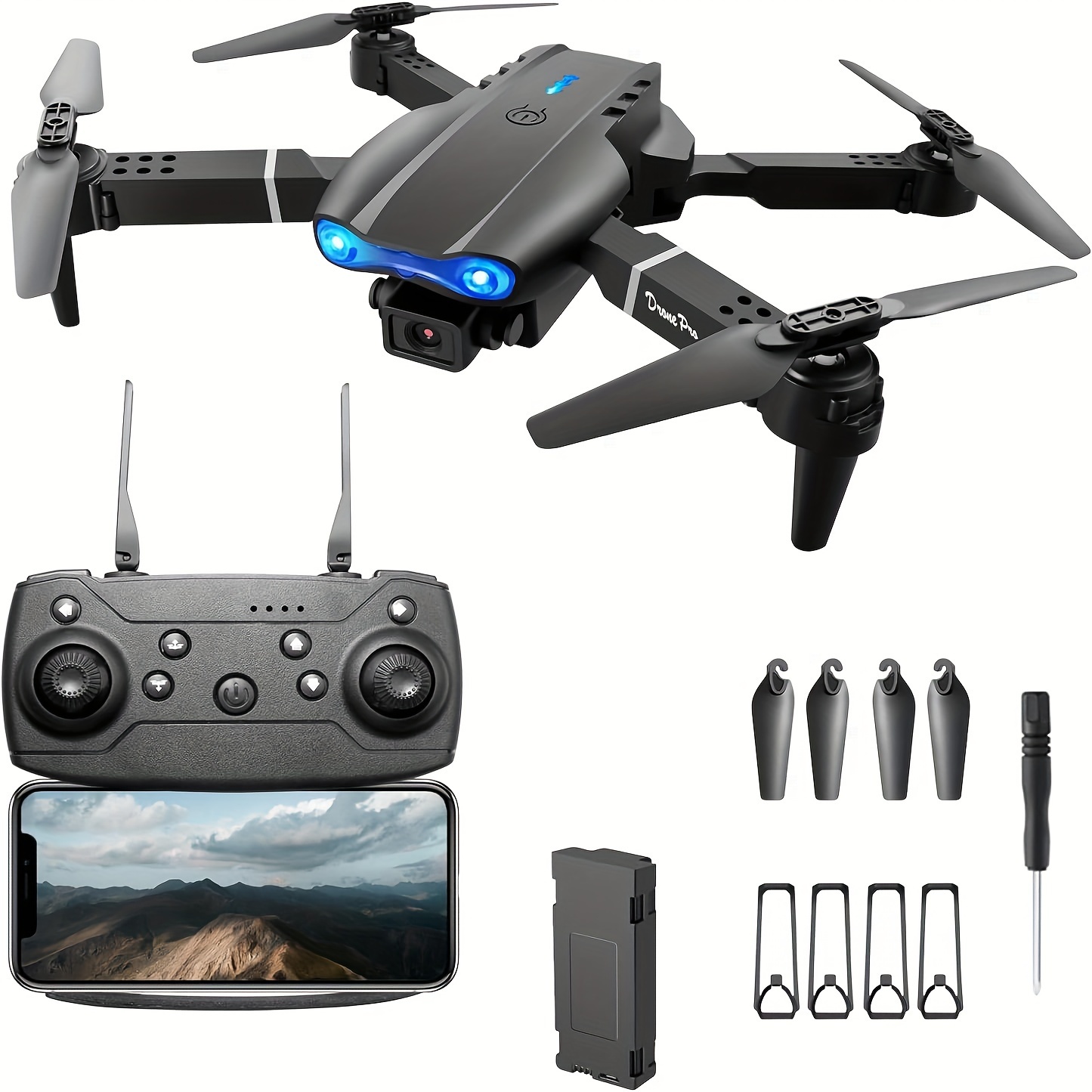 Mini Drone con Cámara, App WiFi FPV, Modo sin Cabeza, Despegue con Una  Tecla y Aterrizaje por Gravedad RTF, Drone con Dos Baterías, Apto para