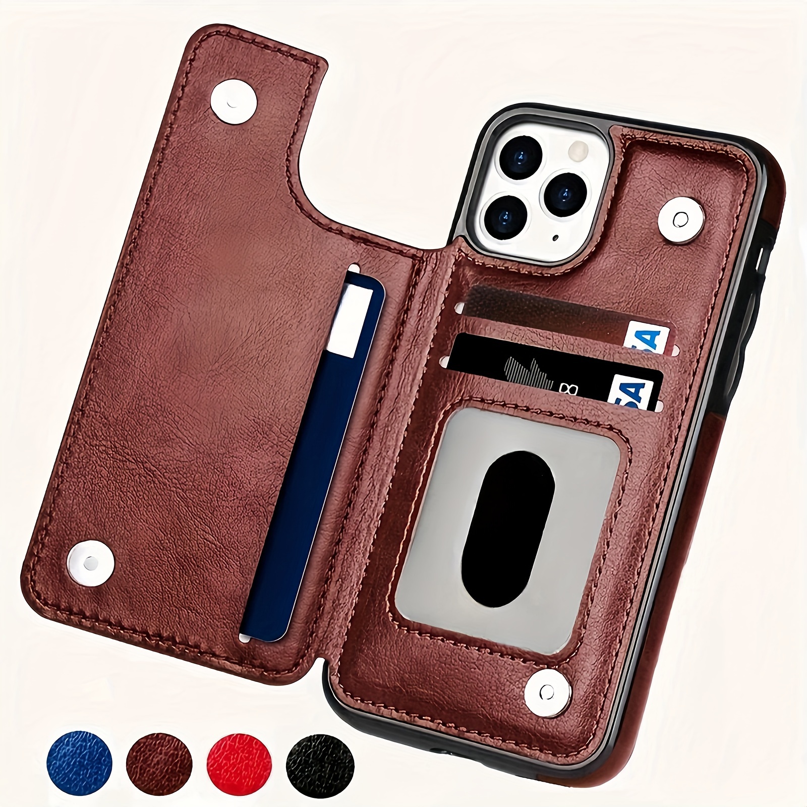 Shockproof Pu Artificial Leather Slim Phone Protector Case - Temu