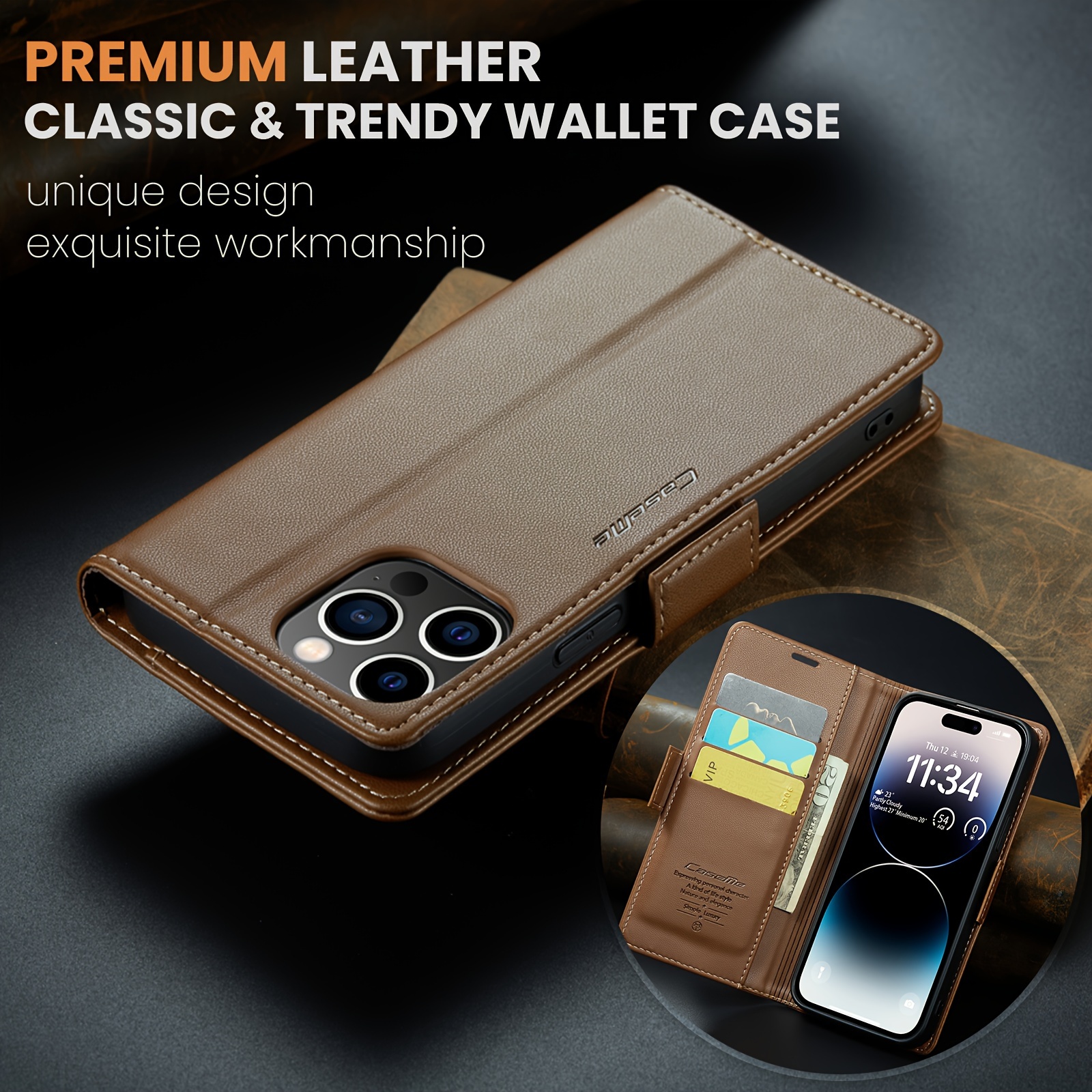 Shockproof Pu Artificial Leather Slim Phone Protector Case - Temu Bahrain