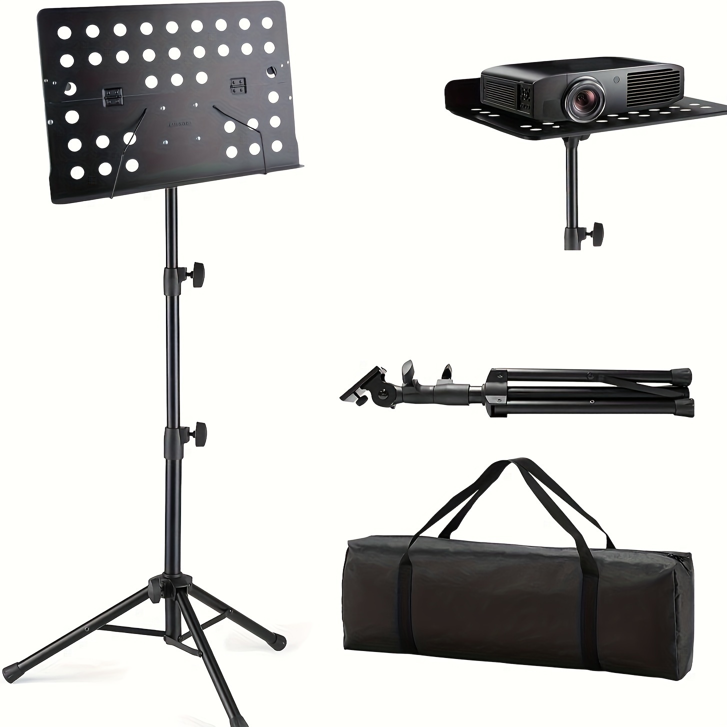 Comprar Atril de música ajustable en altura, soporte de Metal plegable  portátil con bolsa de transporte, ligero para almacenamiento o viaje, color  negro