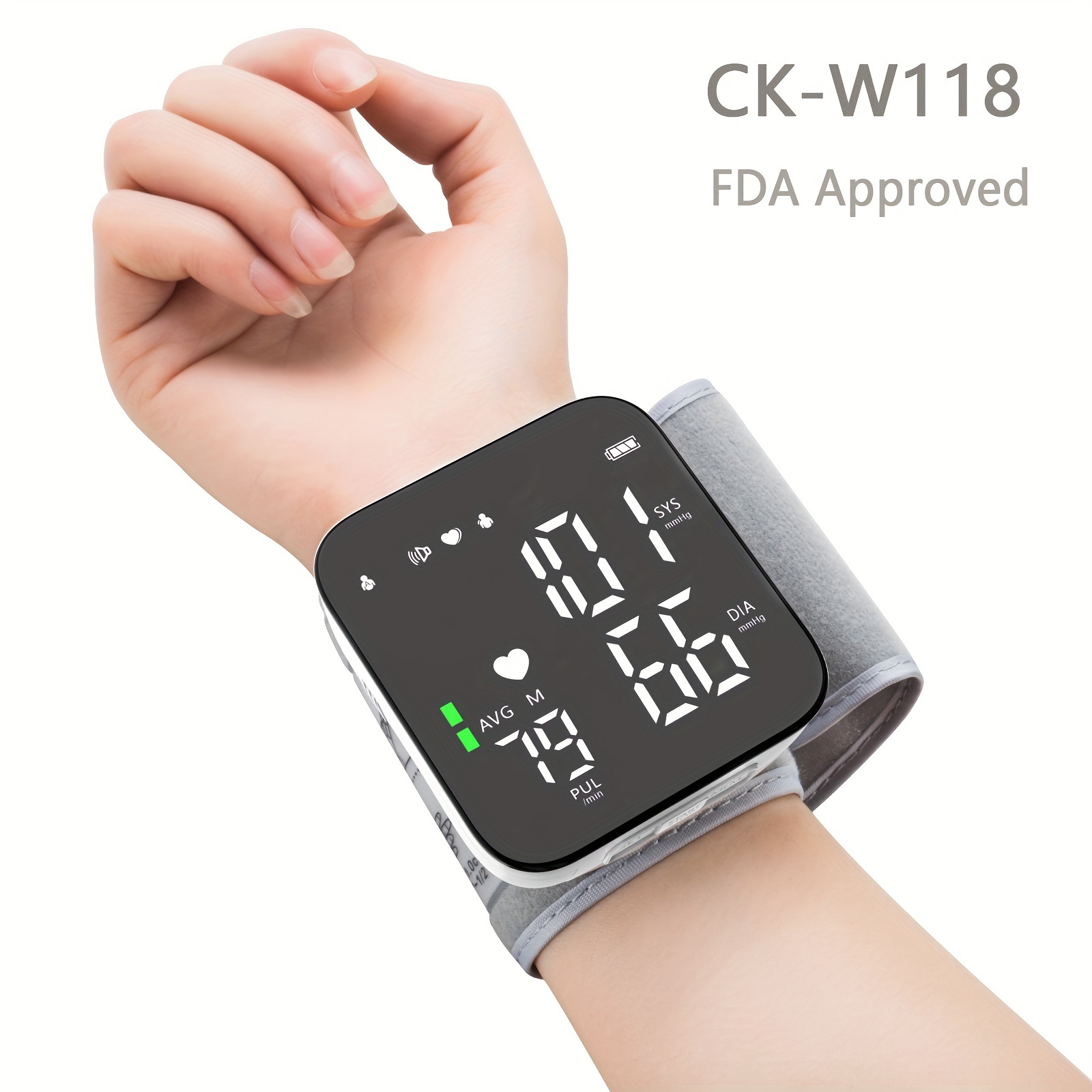 New 2024 Wrist Blood Pressure Machine - Rechargeable Blood Pressure Monitor  with Large LED Display with Position Sensor & Voice - Digital Automatic