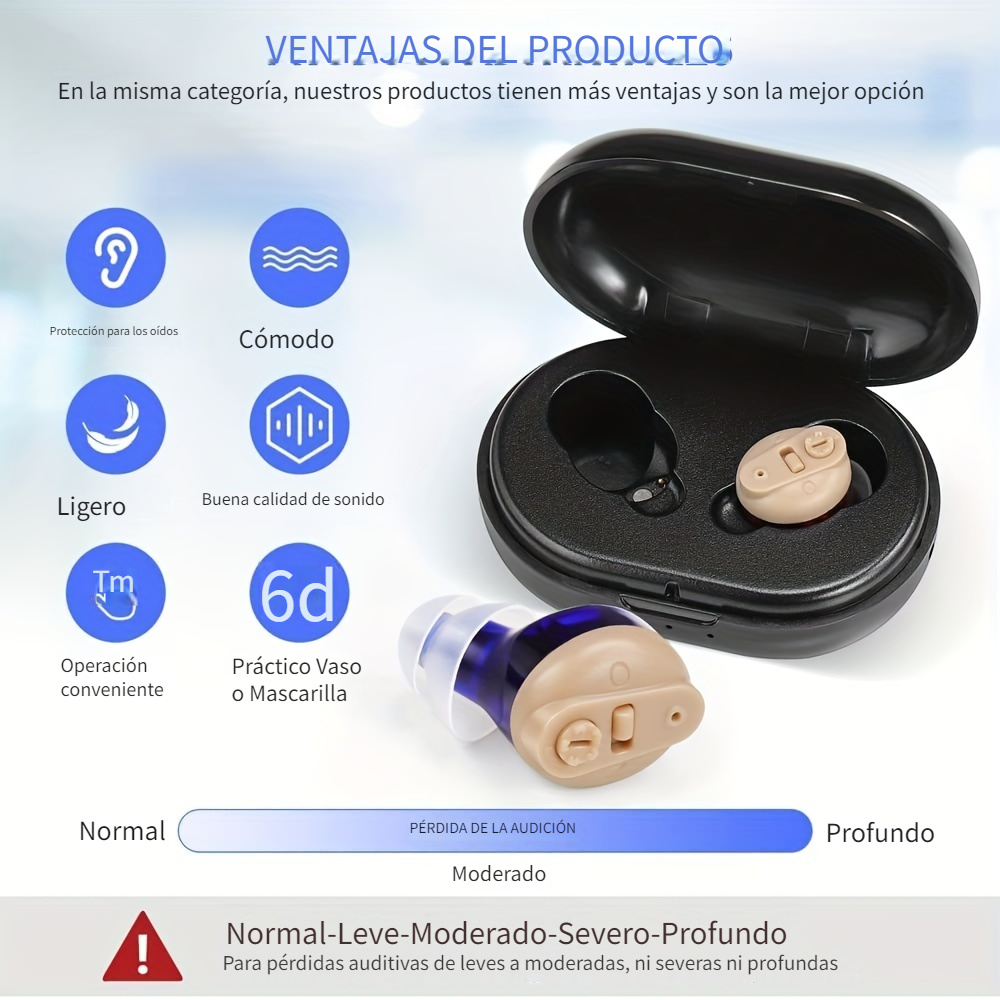 Amplificador auditivo inalámbrico CN430, amplificador auditivo portátil  recargable de 500 a 4000MHz, ayuda para pacientes con pérdida auditiva  NikouMX