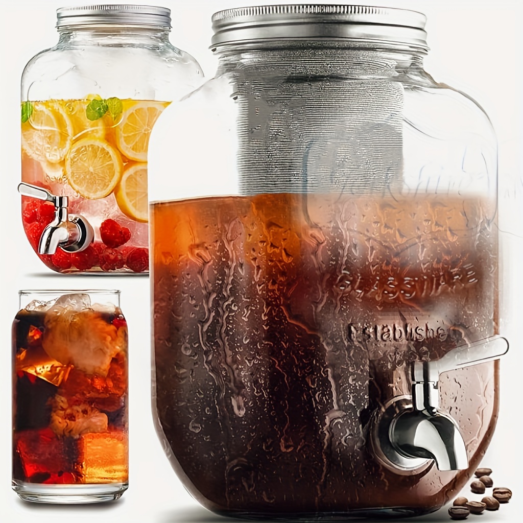  Brewing America Mason Jar Cold Brew Coffee Maker: Wide Mouth  Mason Jar with Screw Top Pour Lid, Stainless Steel Filter for Delicious  Coffee, Infused Tea, Alcohol - 1 Quart 32 oz