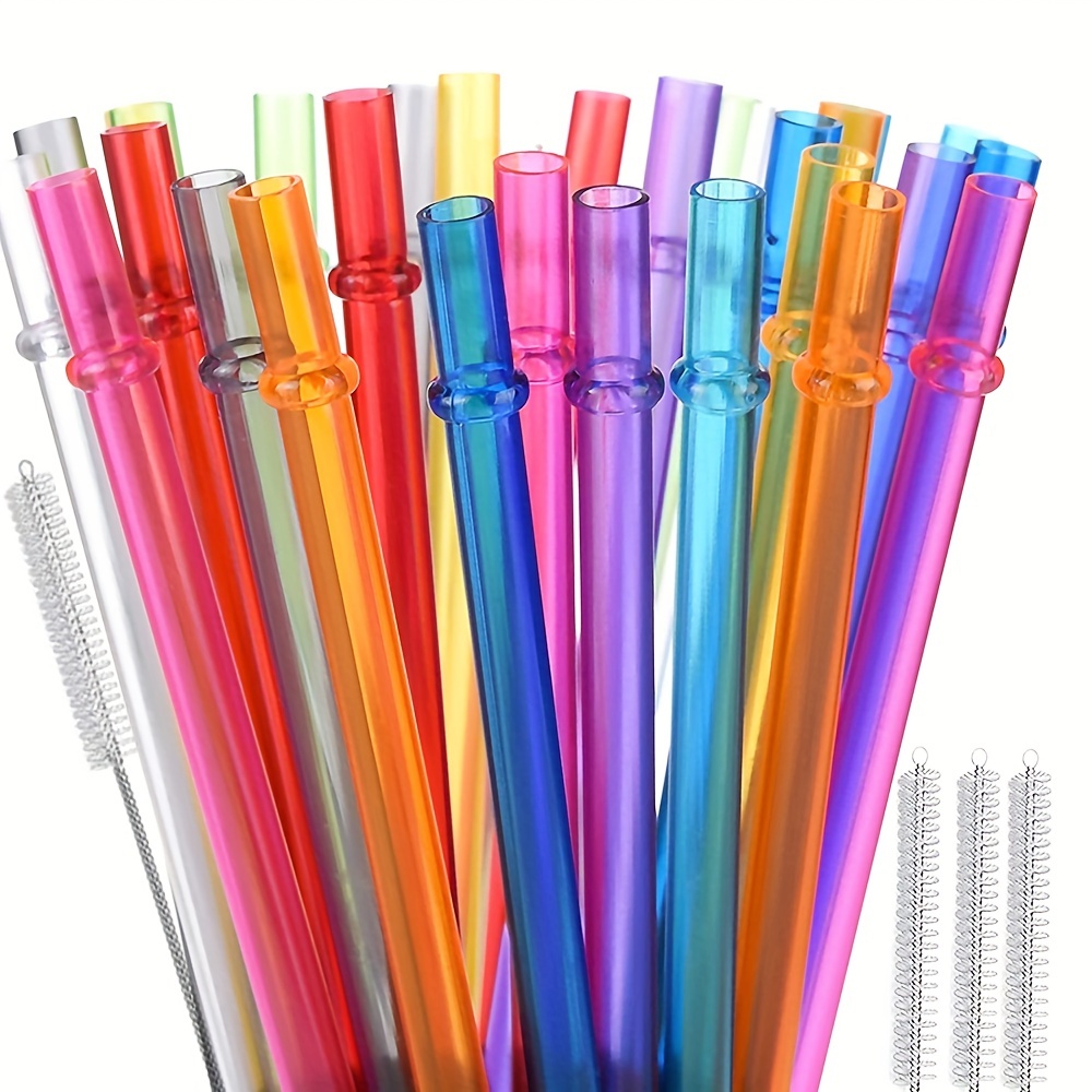 24 Pcs Highly Clear Reusable Straws with 4 Straw Brushes 10.5 in Long Hard  Plastic Drinking Straws Transparent Replacement Straws for 16OZ-32 OZ  Tumblers Cups Jars YETI Starbucks - BPA FREE