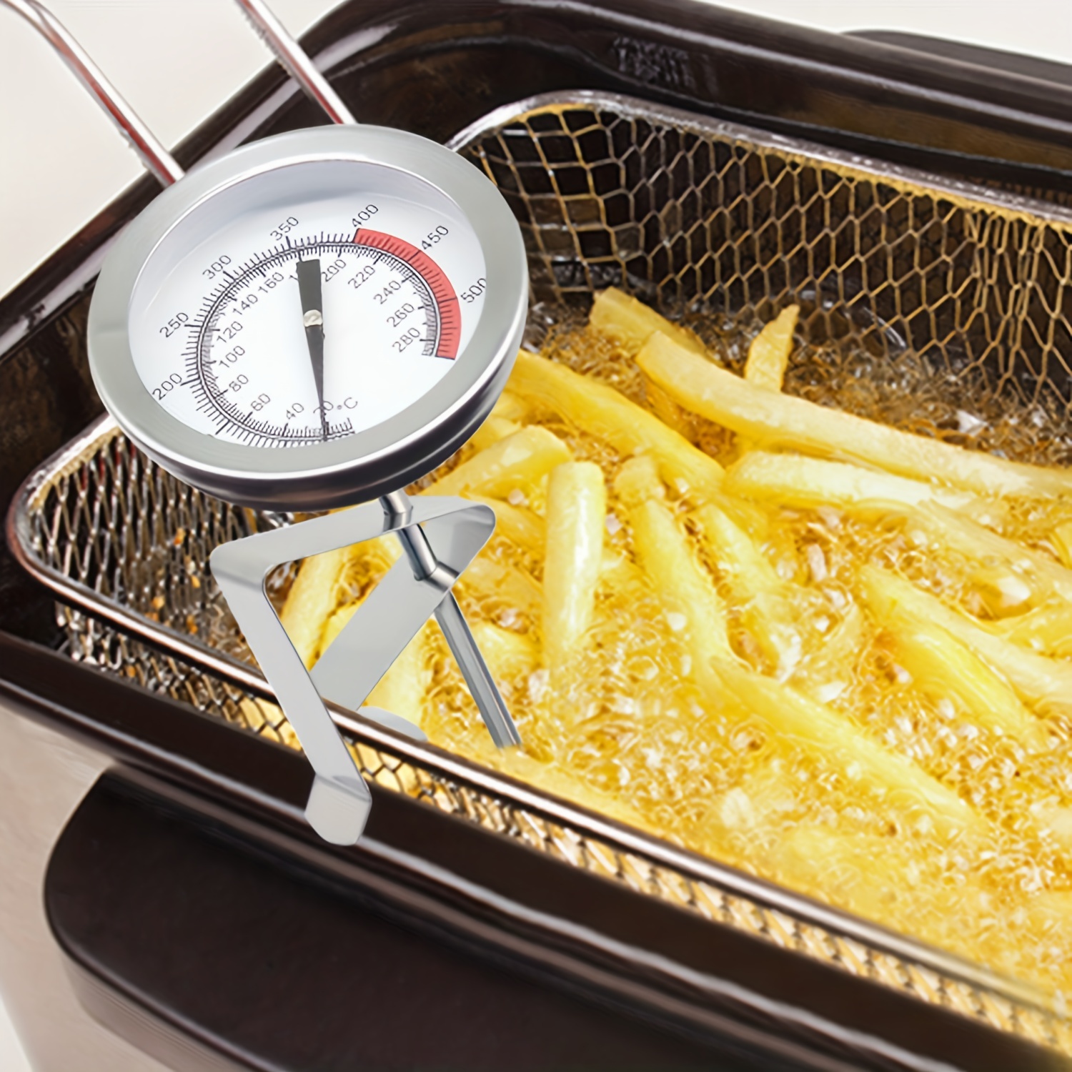 Oil And Thermometer In Deep Fryer Oil Stock Photo, Picture and Royalty Free  Image. Image 8347605.