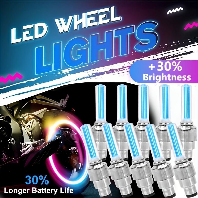 2 O 4 Pezzi Luci Led Auto Moto Bicicletta Coperture Valvole Pneumatici Luci  Decorative Copertura Valvola Pneumatici Lampeggianti Stroboscopiche Luci Al  Neon