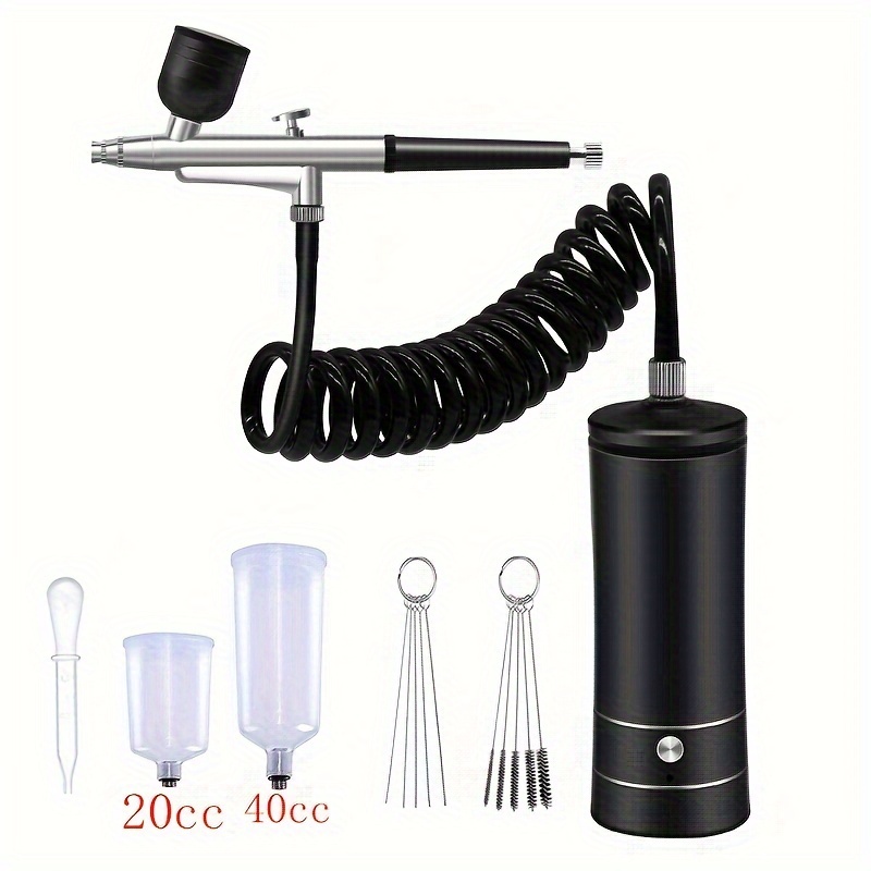  Airbrush Kit for Paint Nails - Cordless Airbrush Kit with  Compressor Portable Nail Airbrush Machine 0.3mm Nozzle Rechargeable Air  Brush Kit for Model Painting Makeup Barber Tattoo Food Cake Decor 