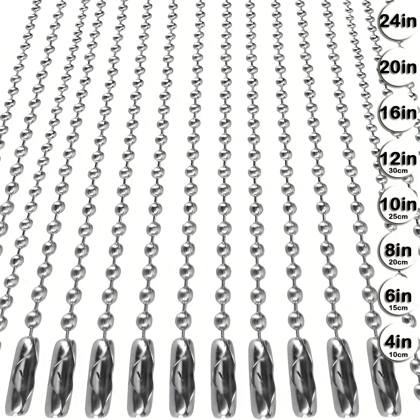 20pcs/lot 19 Colors 15cm Length 2.4mm Round Ball Chain Fit Key  Chain/Dolls/Label Hand Tag Connector DIY Necklace Jewelry Making