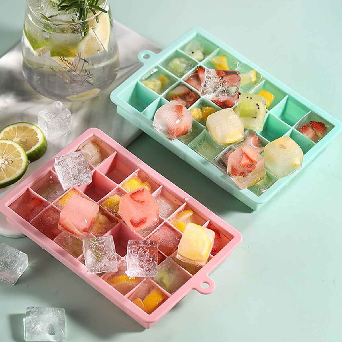 Ice Trays For Freezer Making Ice Cubes Ice Tray Molds Ice Cube Molds  Whiskey Cocktail Ice Cube Tray With Lid And Bin Rotating - AliExpress