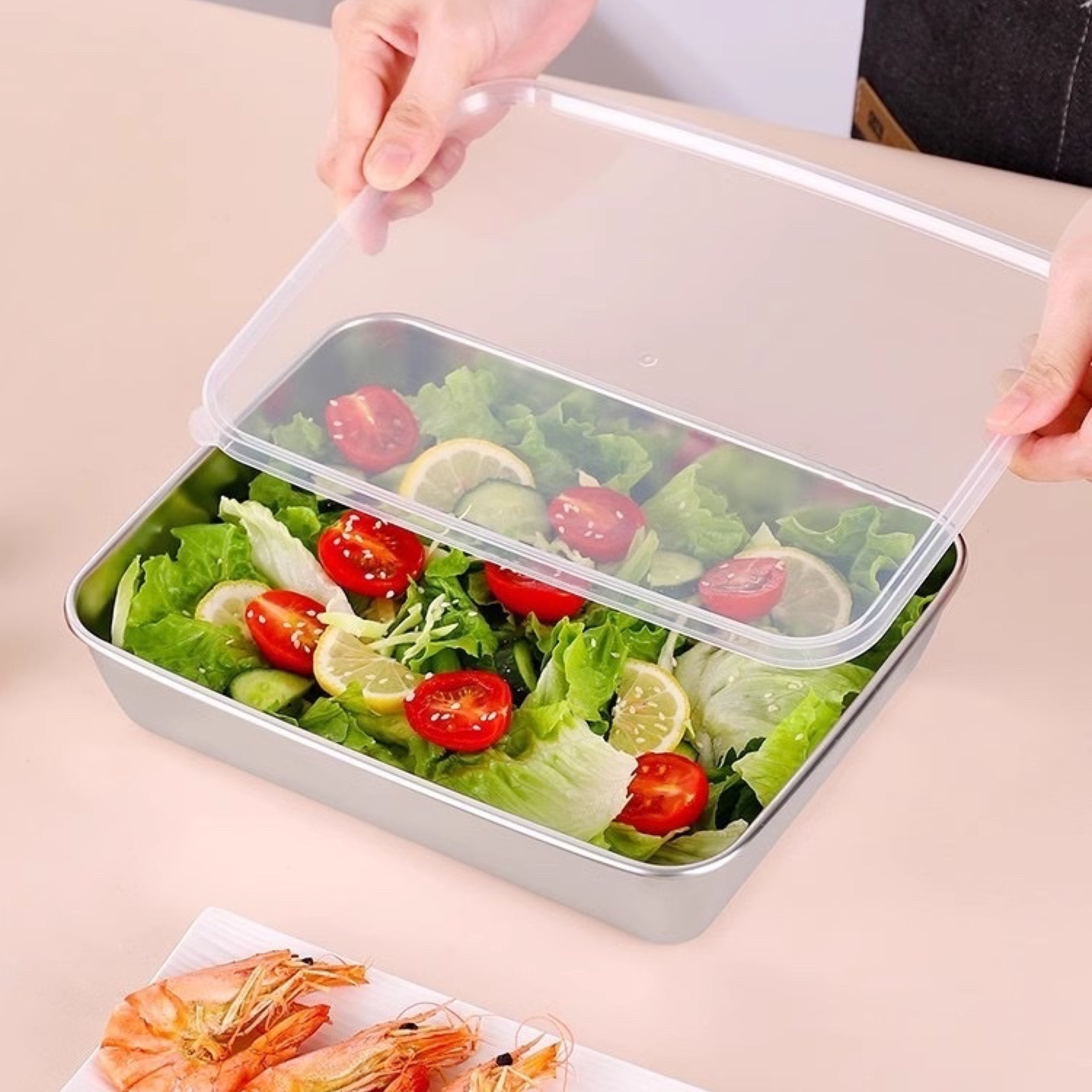 Disposable Plastic Lunch Box with Lid, Square, Fruit, Dessert, Packaging  Tool, Restaurant, Thickened Salad Bowl, Tableware - AliExpress