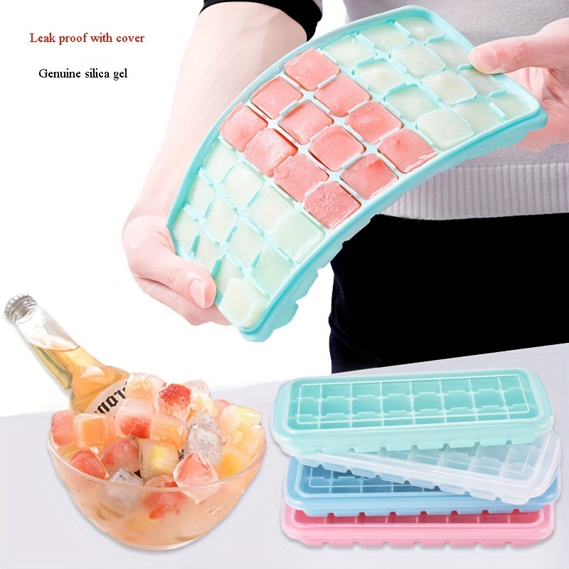 Ice Cube Tray with Clear Lid 8 Grids Food Grade Super Soft TPE Ice