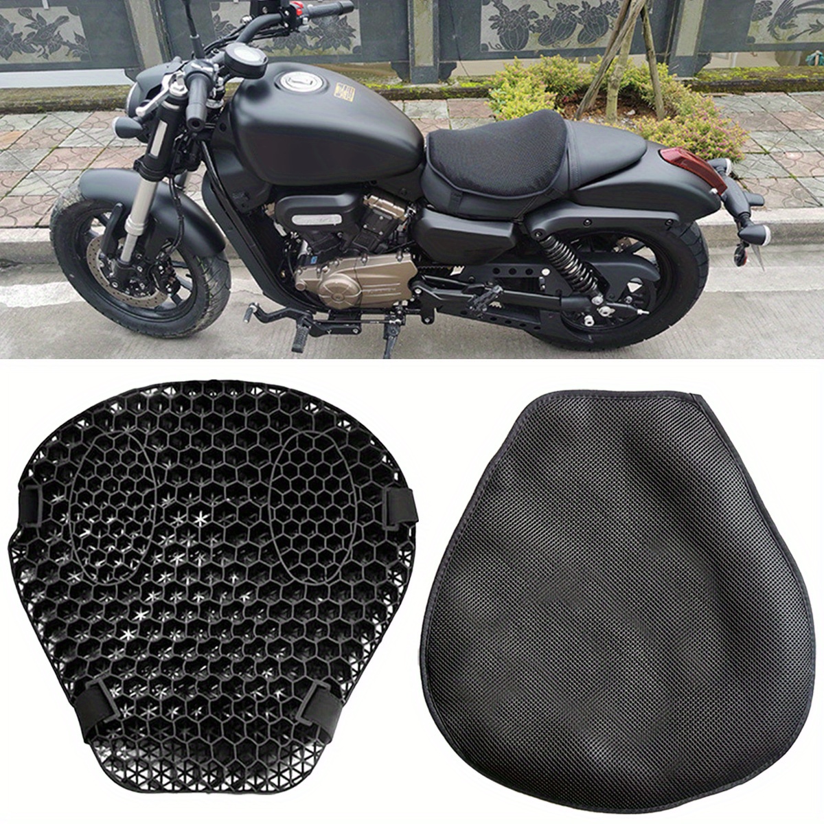 Funda de asiento de tela de malla 3D antideslizante, transpirable,  impermeable, para motocicleta, Scooter, cojín, S