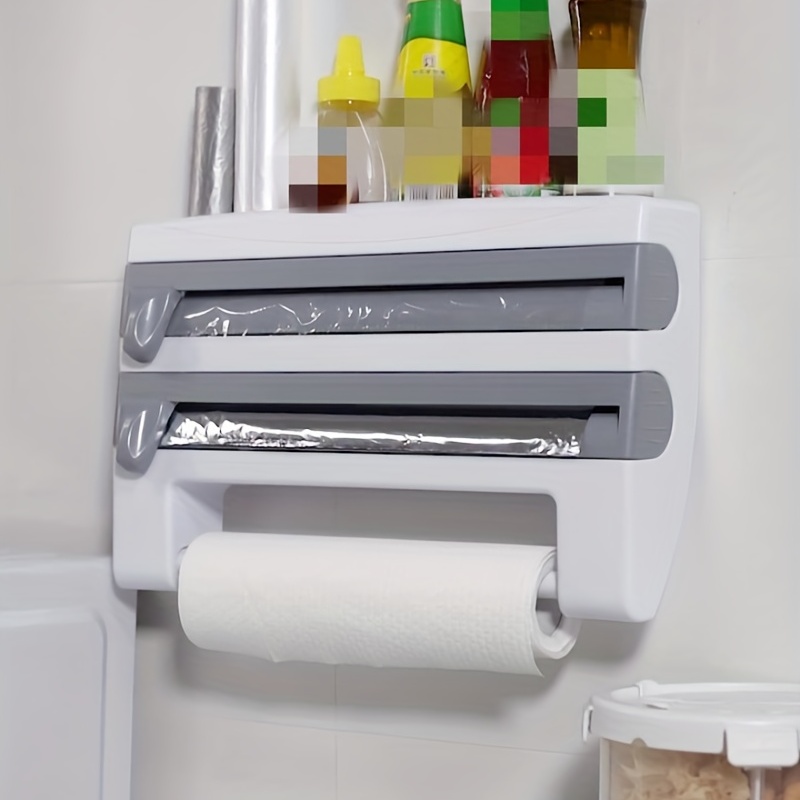 3 IN 1 Wall-Mount Paper Towel Holder Preservative Film Dispenser