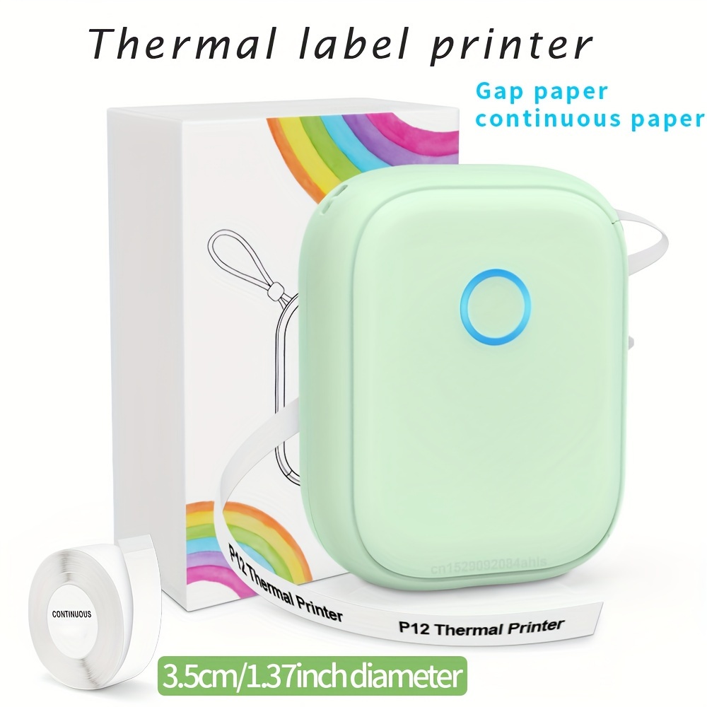 Ink Free Thermal Printer P12 Portable Label Printer Wireless Mini Sticker  Printer With Cutter DIY Barcode Name Price Label Suitable For Address  Labels, Product Price Tags, Item Labeling And