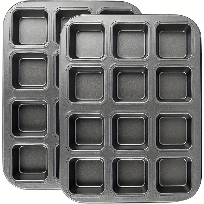 Walfos Mini Silicone Brownie Pan - 3 Piece 6-Cavity Non-stick Square Baking  Pan, Perfect for Mini Brownies, Cornbread, Muffin and Cakes, BPA Free and