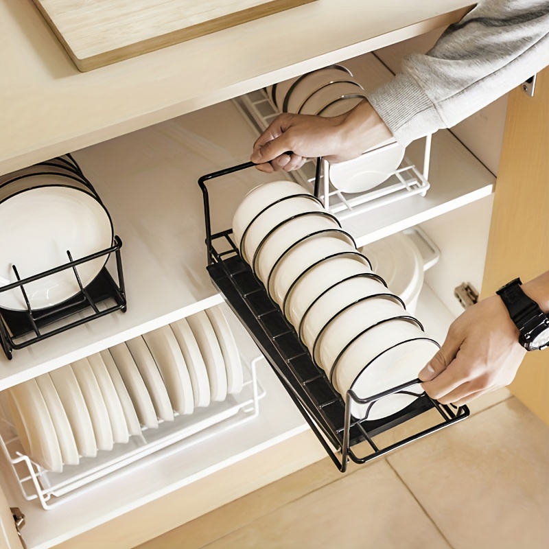 Dish Rack With Drip Tray, Minimalist White Plate Drain Storage Organizer,  Single-layer Tableware Storage Rack, Multi-functional Bowl Disc Draining  Cage, Chopsticks Fork Spoon Knife Rack, Kitchen Accessories - Temu