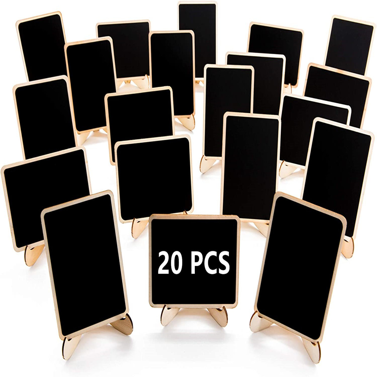 20 Packs Mini Tableaux Enseignes Avec Marqueur de CraIe Liquide, Petites  Étiquettes de Tableau Noir en Bois Avec Support