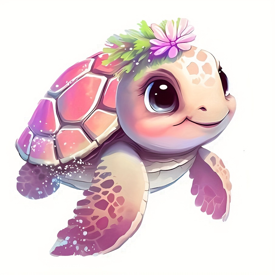 Watercolor Sea Turtle Iron Heat Transfer Sticker Flower - Temu