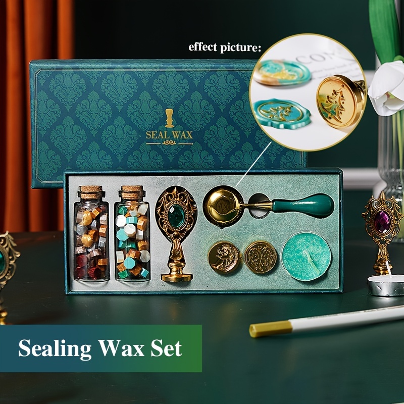 7PCS Hogwarts Wax Seal Stamp Kit, Vintage Letter Wax Seal Stamp Kit,  Hogwarts Classic Stamp Seal Gift Box Set for DIY Craft Invitations, Cards