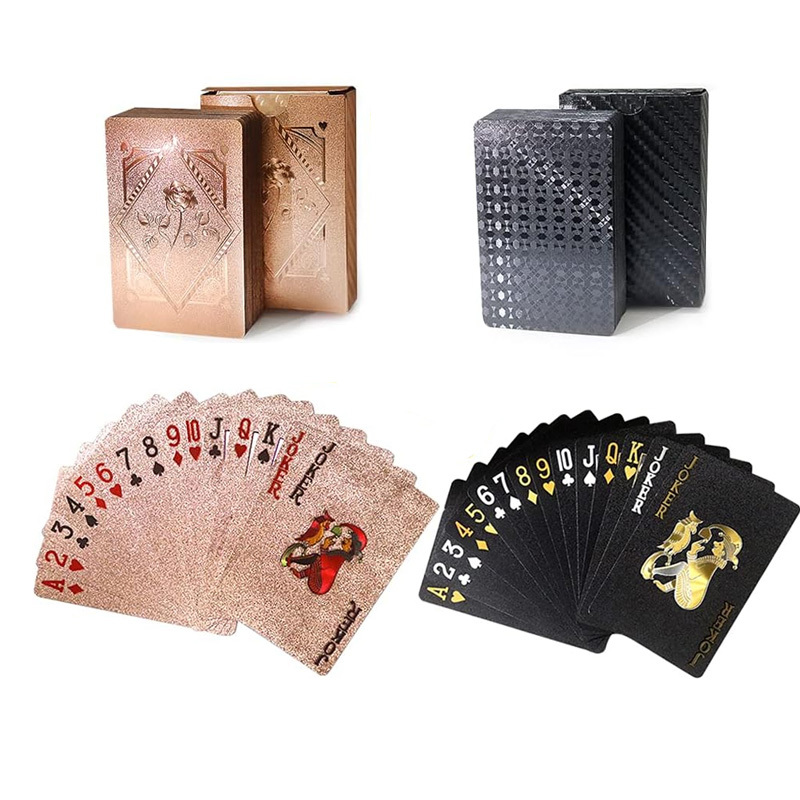 Luxury Black Playing Cards Waterproof Gold and Silver Embossed Playing Card  Deck 