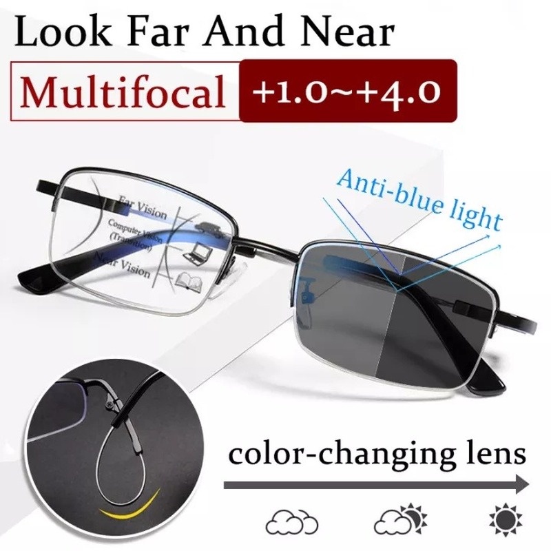 Photochromic Reading Glasses Men Women Presbyopia Eyeglasses