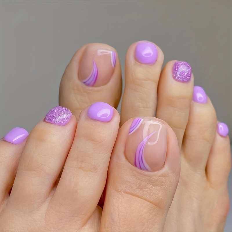 Summer Toe False Nail Grape Purple Press on Nails for Manicure