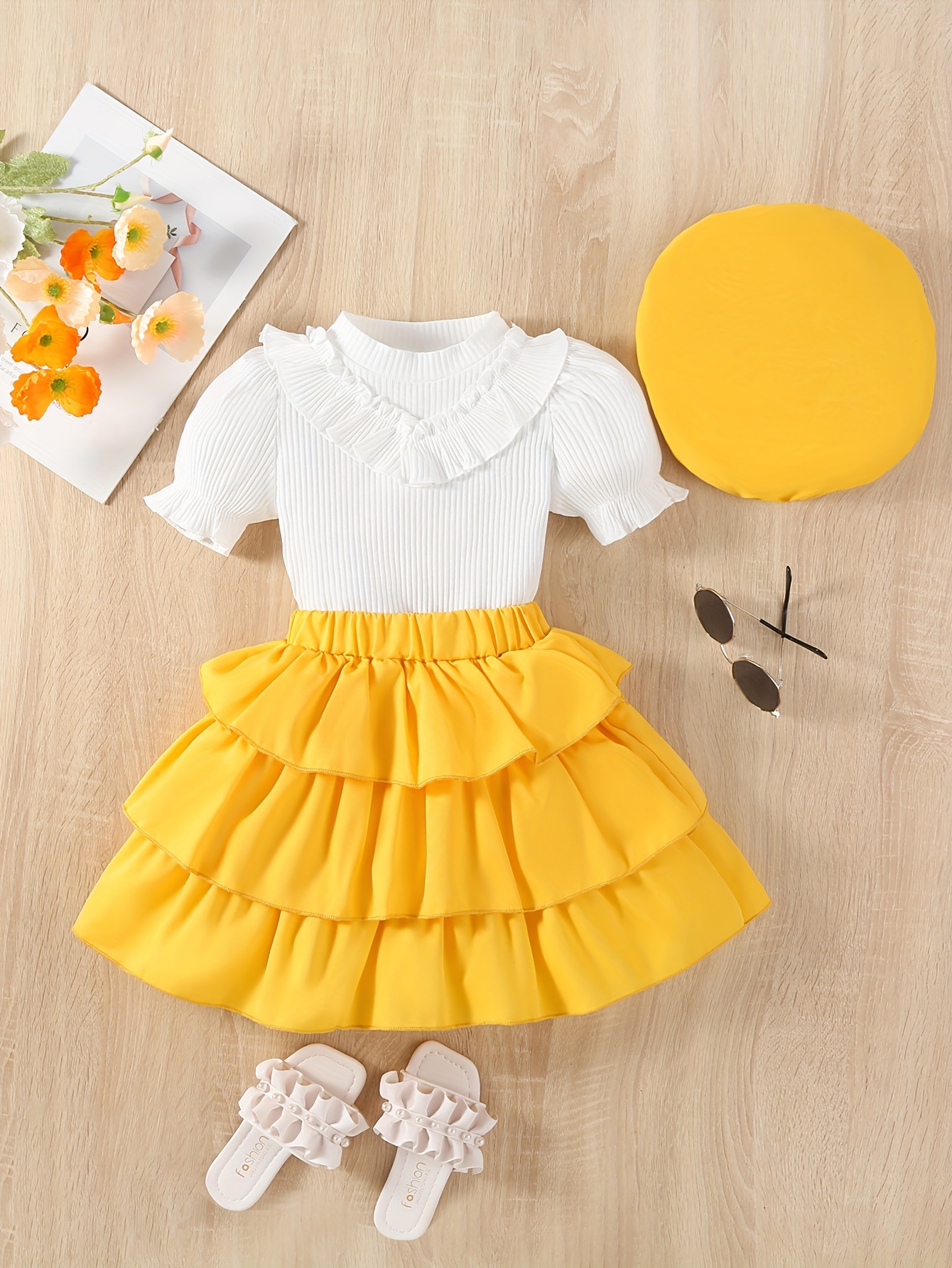 Conjunto Elegante Pata Gallo Niña Conjunto Top Boina Falda - Temu