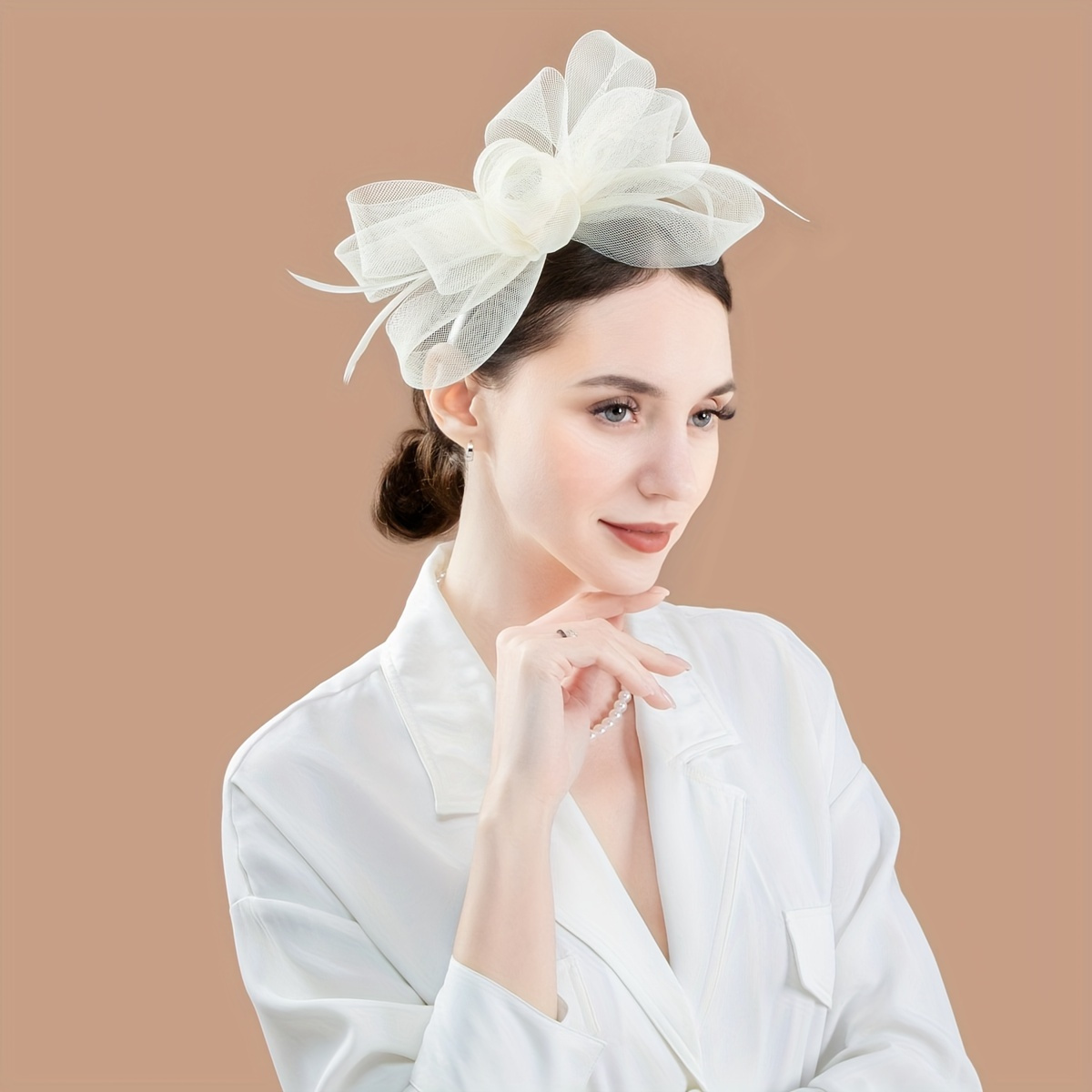 Beige fascinator hot sale hat