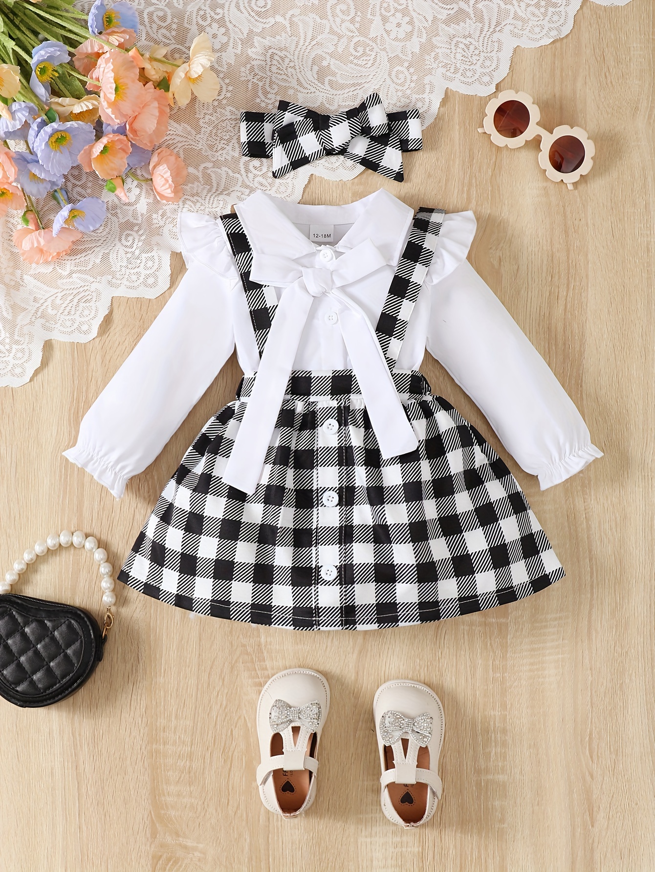 Conjunto de ropa de verano para niña pequeña, blusa vaquera, camisa +  vestidos de lunares para niña pequeña, conjunto de 2 piezas (color negro,  talla