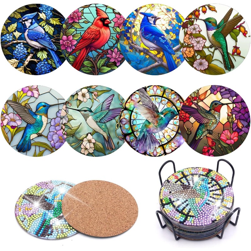 8pcs Artificial Diamond Painting Flip Flop Coasters Kit Diamond Art  Coasters Kit With Holder For Adults, DIY Diamond Dotz Coasters For Women,  Beginner