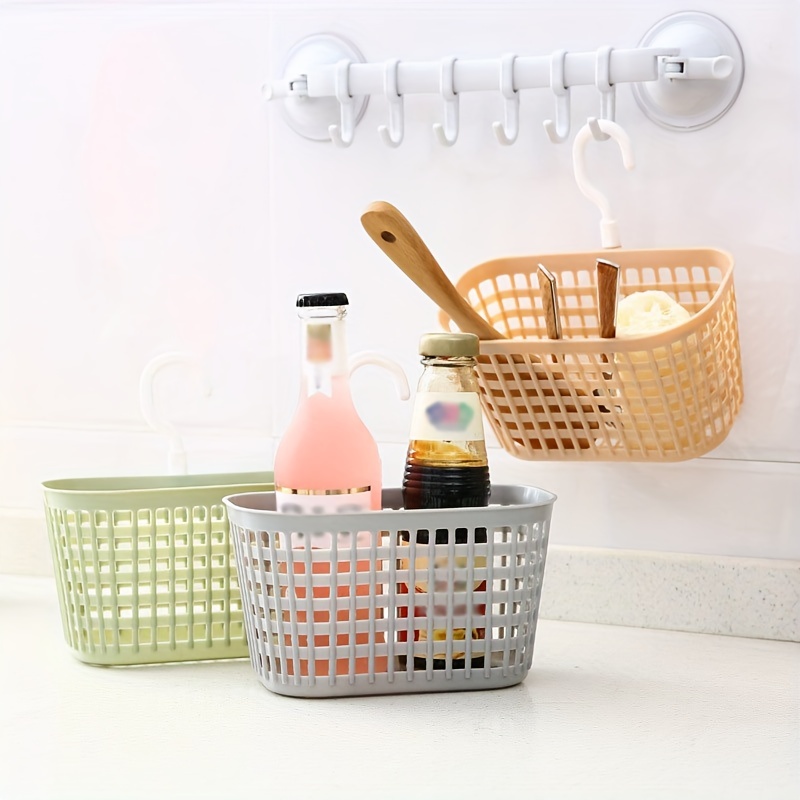 Plastic Hanging Basket with Hook Kitchen Cleaning Brush Sponge Storage  Drain Basket Bathroom Organizer Cosmetic Sundries Holder - AliExpress