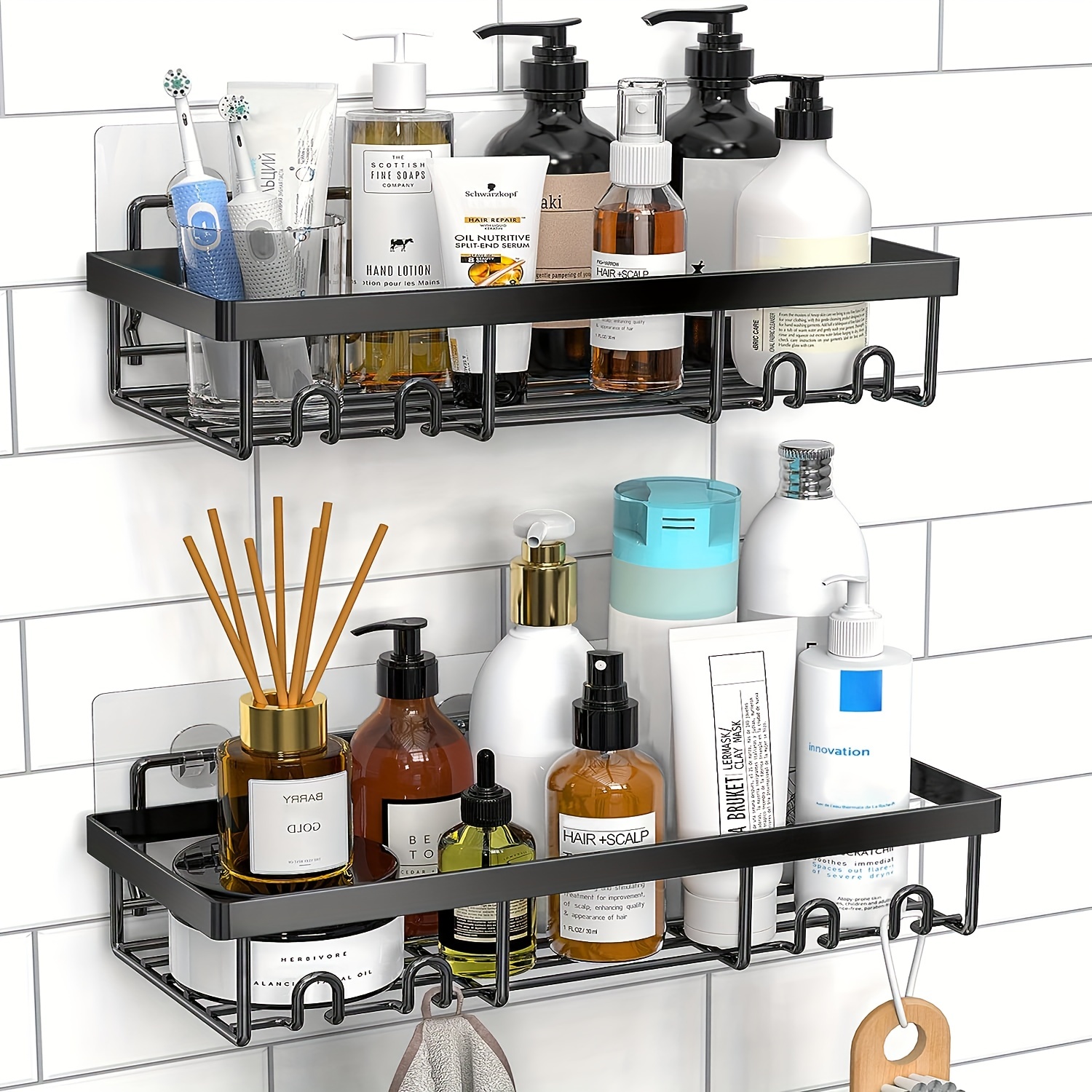 Household Tools Shower Rack Punch-free Shower Caddy Shelves Slide Bar for  Shower Head, Shampoo, Soap HolderSuitcase,with Stainless Steel Guardrail, Shower  Shelves on Clearance 