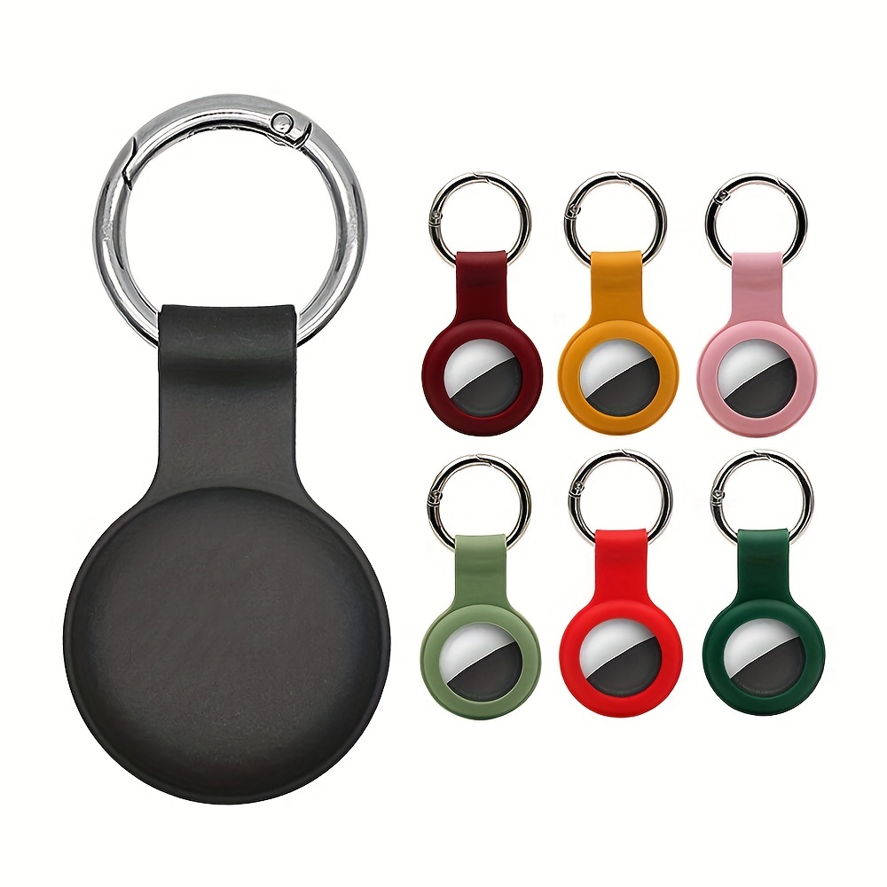 Leather Carry Case Keychain For Apple AirTag Waterproof Holder Keyring Pet  Ring