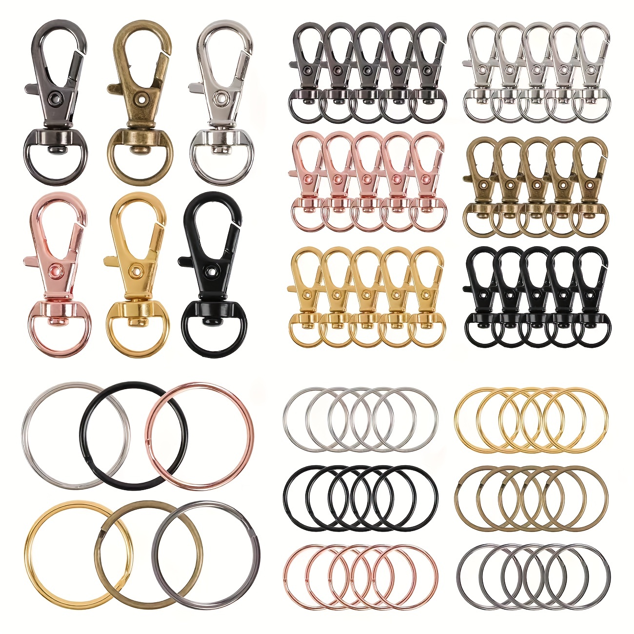 100PCS Premium Swivel Snap Hook Keychains with Key Rings, Metal Keychain  Clip and Key Ring, 50PCS Key Chain Hooks and 50PCS Key Rings for Lanyard  Crafts Jewelry Keychain Making Black 35mm/1.38inches 