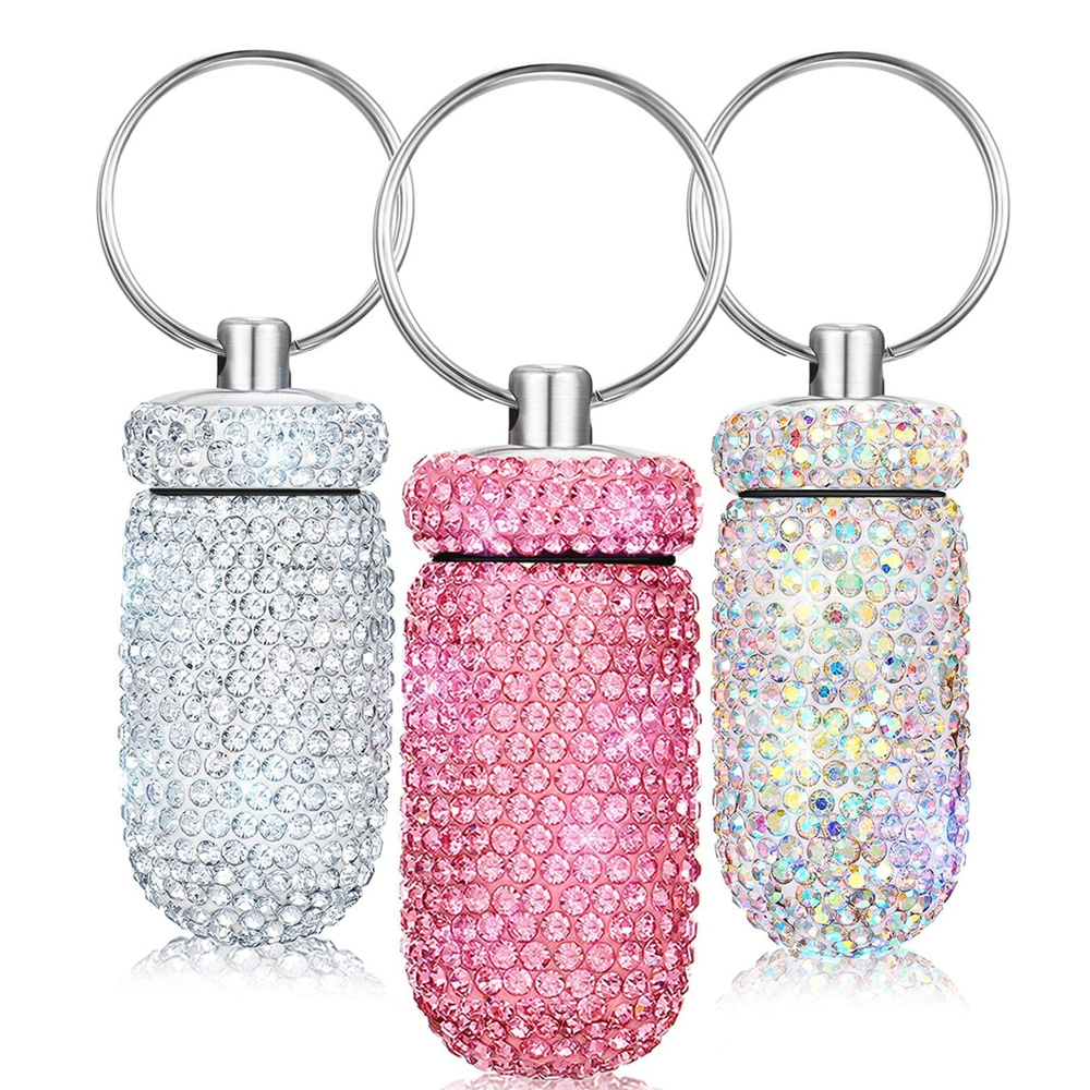 Key Chain Pill Container, Mini Aluminum Storage Pill Vials (Set of 6)