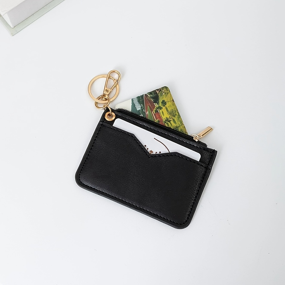 Key Chain Gift Keychain Wallet Card Case Slim Pocket Wallet for Women  Credit Card Holder with Keychain 1 Zipper Pocket, 5 Card Slots (Color 