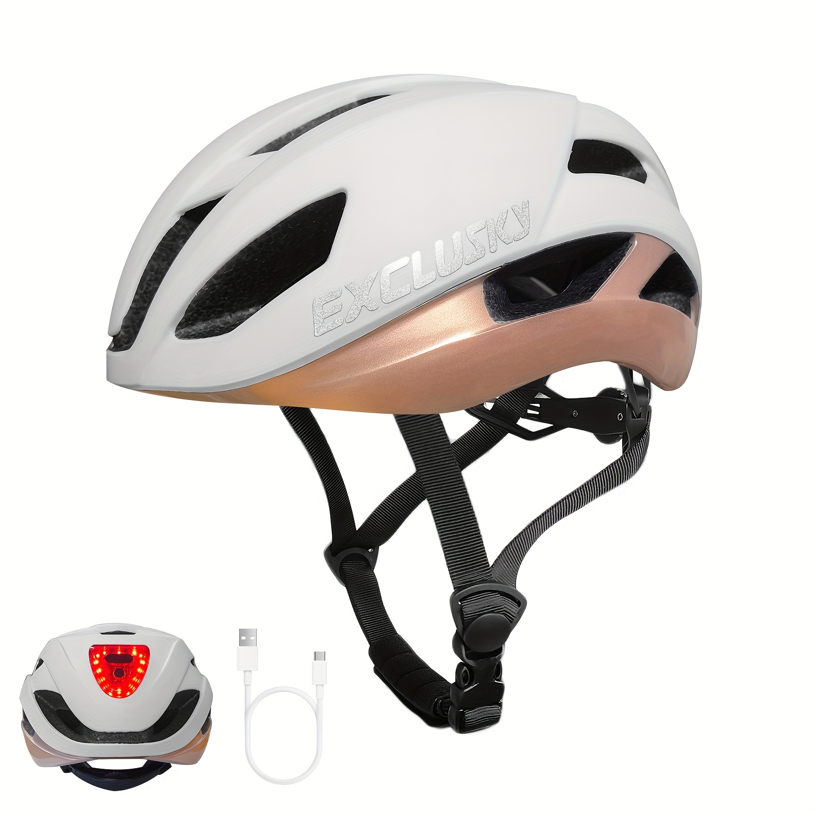 Casco de bicicleta de montaña para adultos con luz LED, cómodos cascos de  bicicleta para hombres y mujeres con visera, correas ajustables, gran