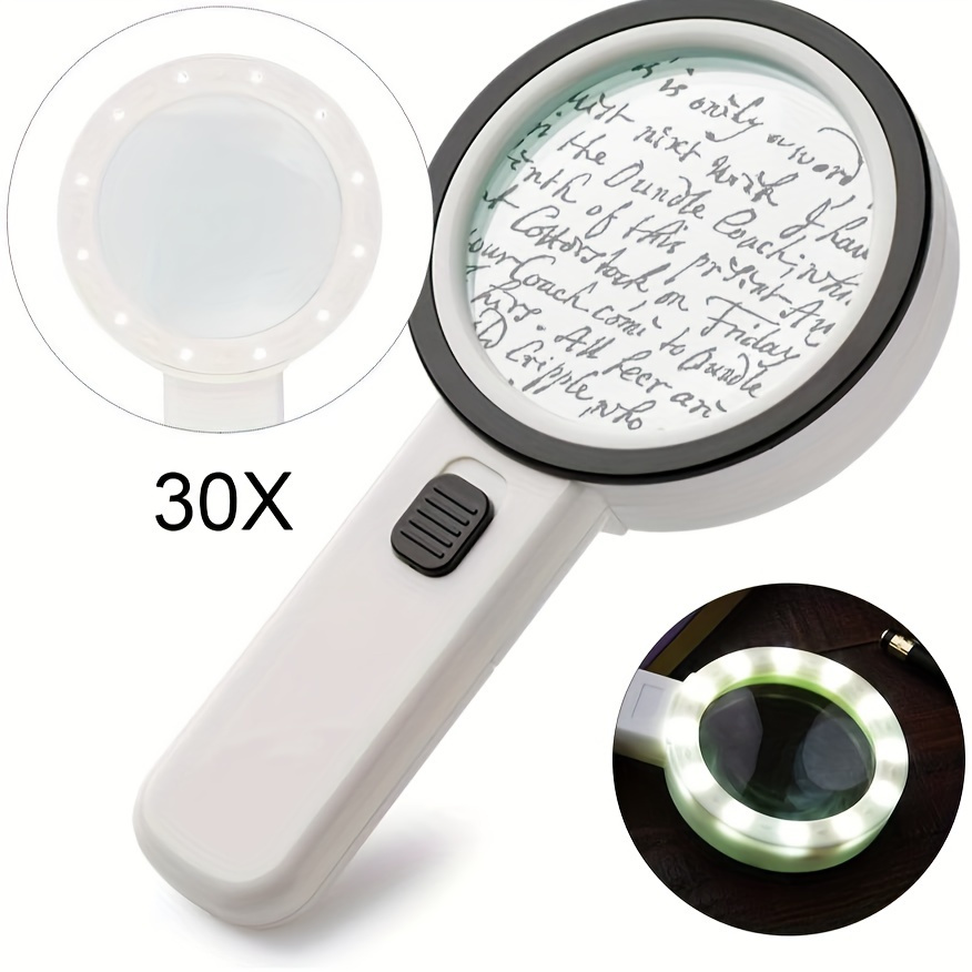 Handheld Magnifying Glass With Light Monochrome Glow - Temu