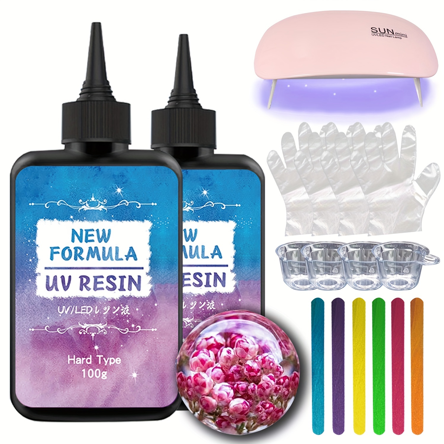 All In One Hard UV Resin Kit Upgraded Crystal Clear Epoxy Resin Up Premixed UV  Cure Resin for Craft DIY Jewelry Making Tools - AliExpress