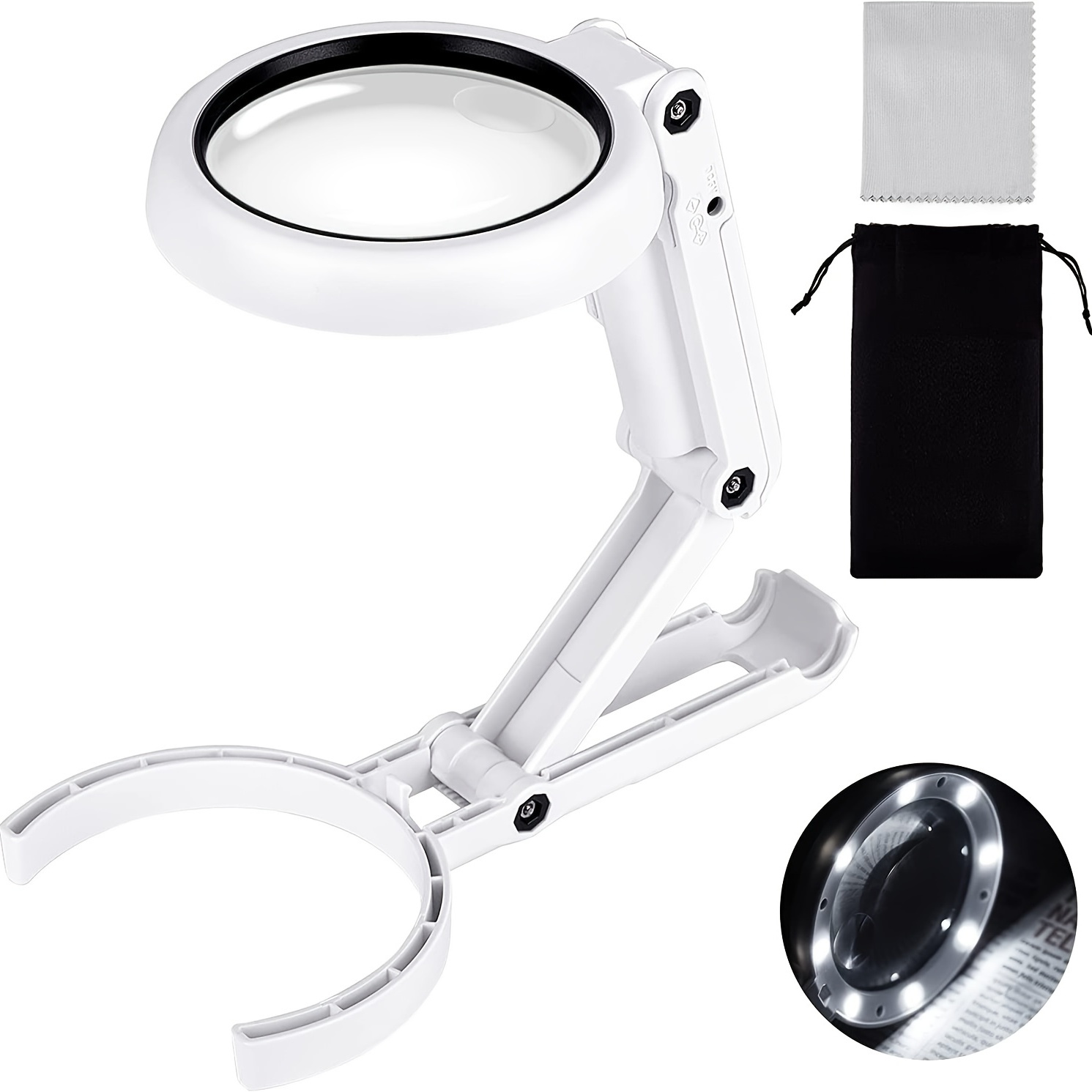 30X 40X Magnifying Glass with Light and Stand, Large Lighted Magnifying  Glass 18 LED Illuminated Handheld Magnifier for Reading Close Work Coins
