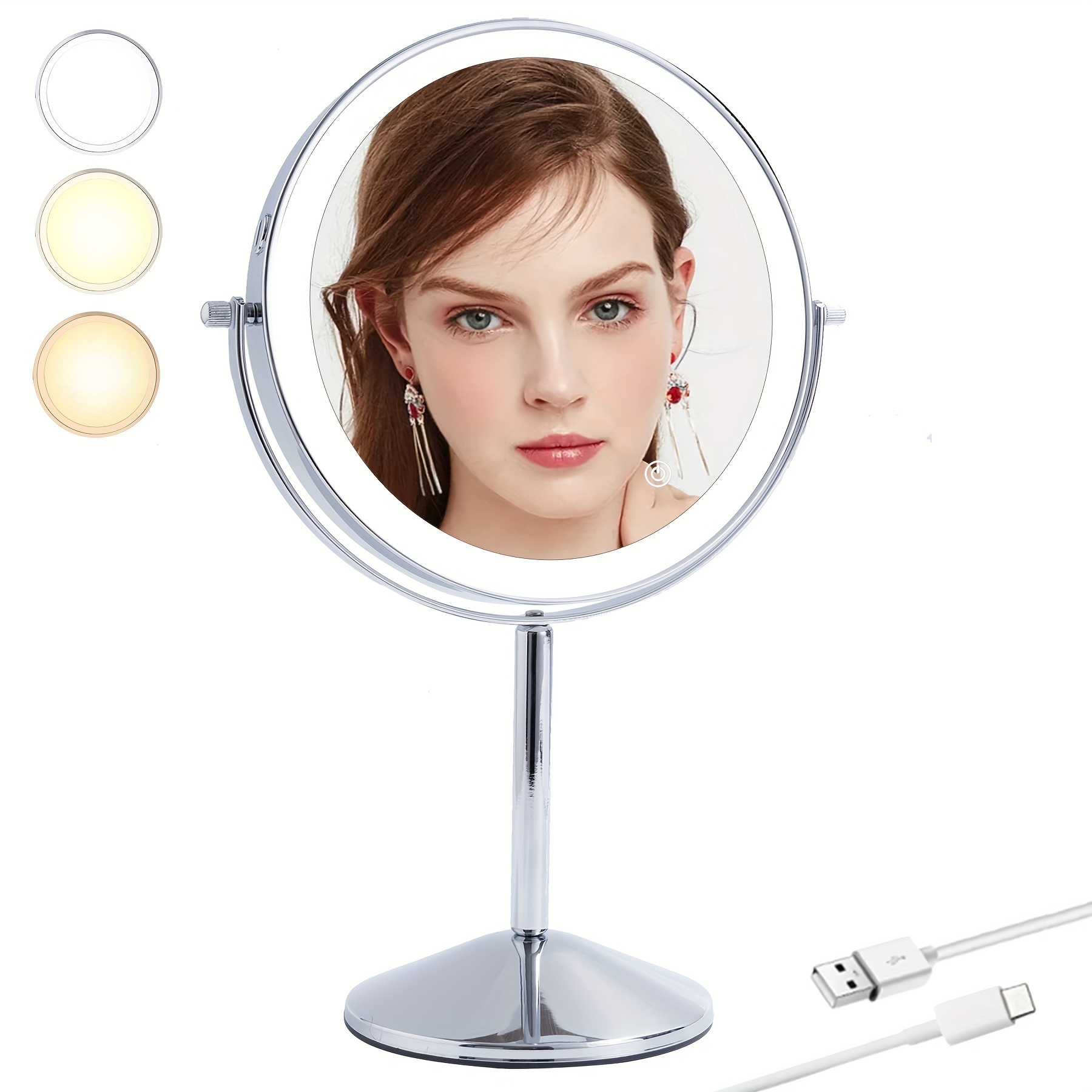 Espejo de tocador con luces, espejo de maquillaje con luces con 9 bombillas  LED regulables, 3 modos de iluminación de color desmontables, espejo de