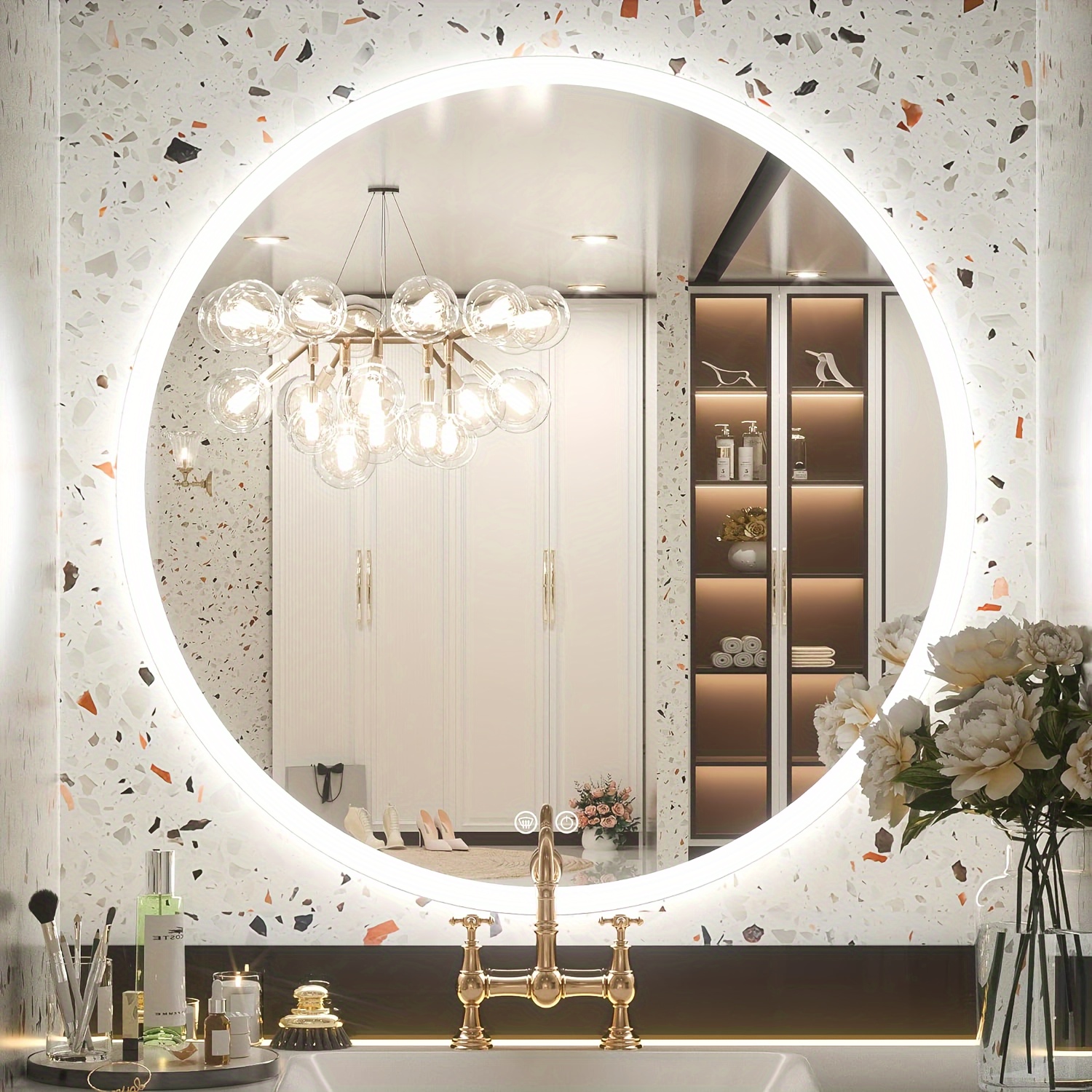 Espejo de pared ovalado, espejo de baño con marco de metal, espejo de pared  dorado flash de 24 x 36 pulgadas, espejo ovalado para tocador, sala de