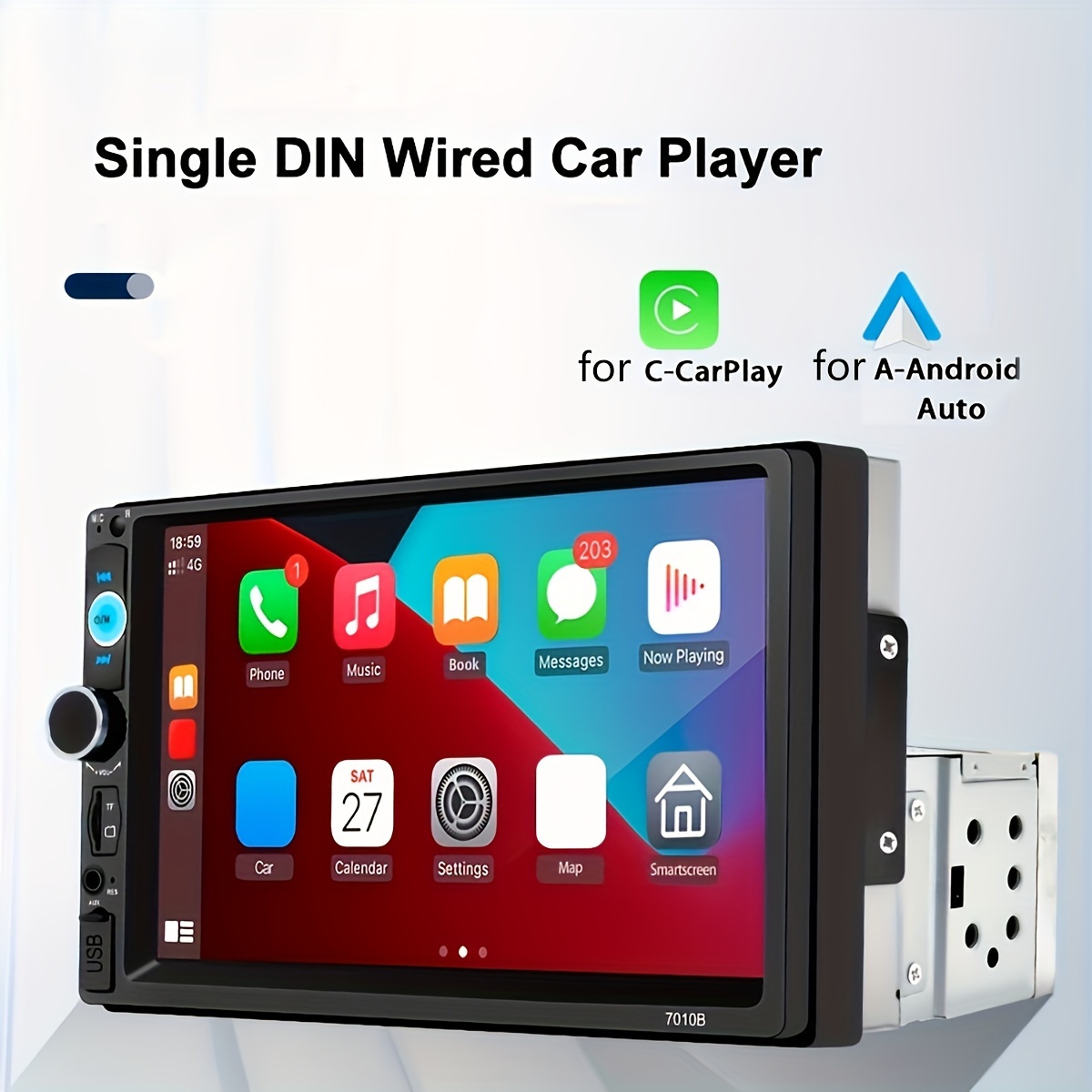 Single Din Car Stereo Carplay Vertical Detachable Touch - Temu