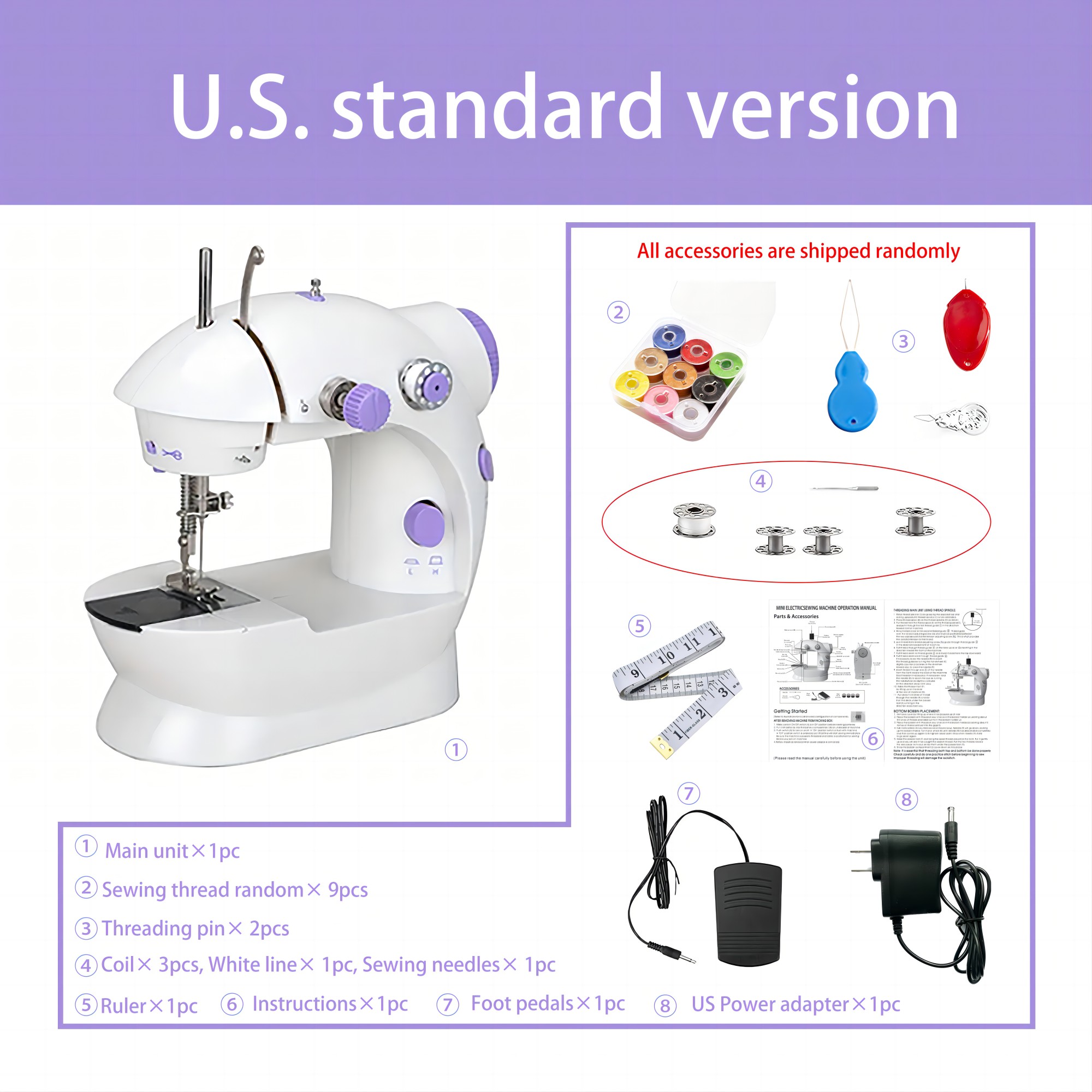 Set Of Hand Held Electric MINI Sewing Machine Household Stitch Clothes Sew  Needlework Set Portable Manual Sewing Machine Handwork Tools